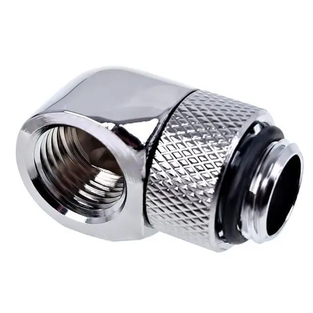 Alt view image 7 of 7 - Alphacool Eiszapfen G1/4" Male to Female Extender, 90 Degree Rotary, Chrome, 4-pack