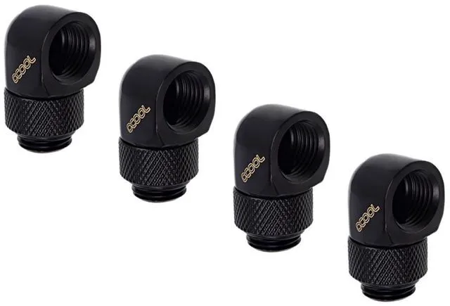 Alt view image 5 of 7 - Alphacool Eiszapfen G1/4" Male to Female Extender, 90 Degree Rotary, Deep Black, 4-pack