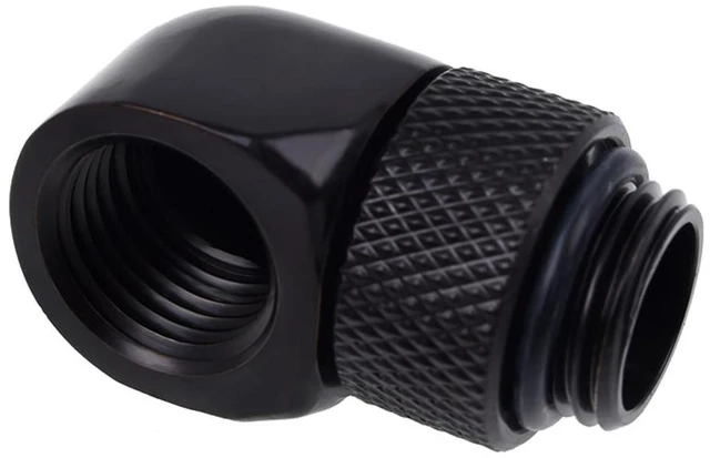 Alt view image 7 of 7 - Alphacool Eiszapfen G1/4" Male to Female Extender, 90 Degree Rotary, Deep Black, 4-pack