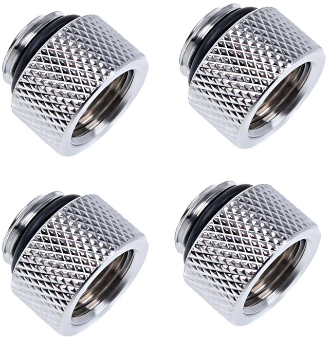 Alt view image 5 of 7 - Alphacool Eiszapfen G1/4" Male to Female 10mm Extender Fitting, Chrome, 4-pack