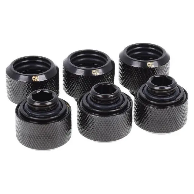 Alt view image 6 of 8 - Alphacool Eiszapfen G1/4" HardTube Compression Fitting for Plexi (Acrylic) / Brass Hard Tubes, 16mm OD, Deep Black, 6-pack