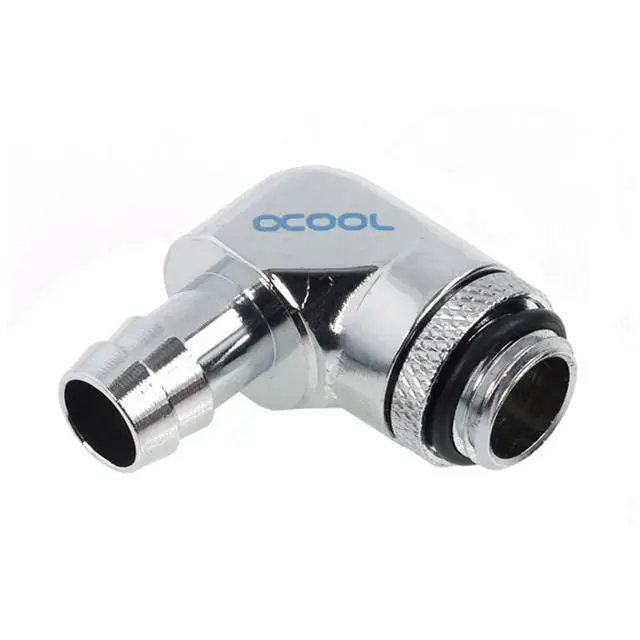 Alt view image 4 of 5 - Alphacool G1/4" to 10mm (3/8") Barb Fitting for Soft Tubing, 90 Degree Rotary, Chrome