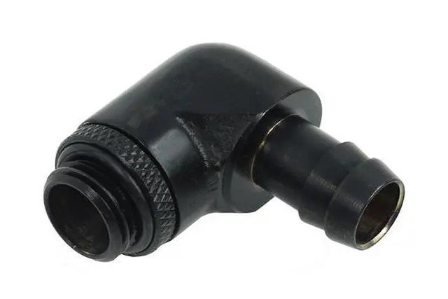 Alt view image 5 of 5 - Alphacool G1/4" to 10mm (3/8") Barb Fitting for Soft Tubing, 90 Degree Rotary, Deep Black