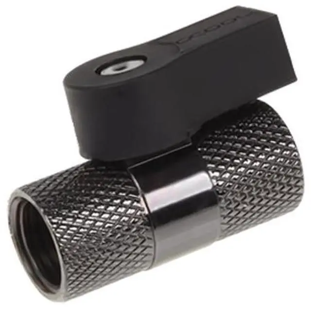 Alt view image 11 of 13 - Alphacool G1/4" 2-way Ball Valve, Black Nickel Fitting (17354)
