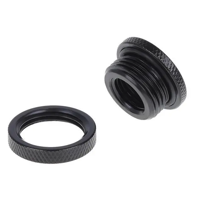 Alt view image 8 of 8 - Alphacool G1/4" Bulkhead Connector Fitting, Short Version, Deep Black (17424)