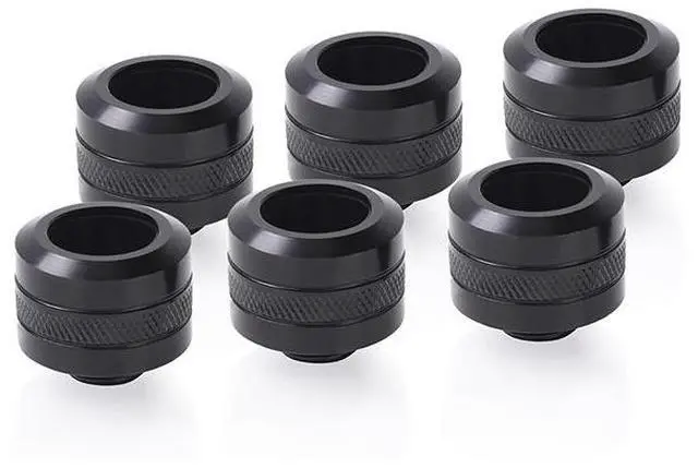 Main image of Alphacool Eiszapfen PRO HardTube G1/4" Fitting, 16mm OD, Deep Black, 6-pack