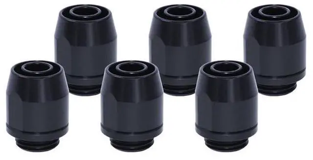 Main image of Alphacool HF Compression Fitting TPV, Black Brass, 6-pack
