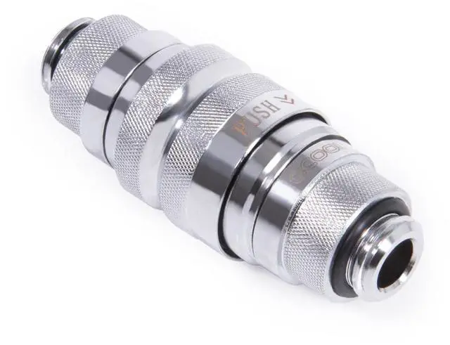 Alt view image 3 of 5 - Alphacool Eiszapfen G1/4" M-M Quick Release Coupling Set, Chrome Fitting, Brass (17560)