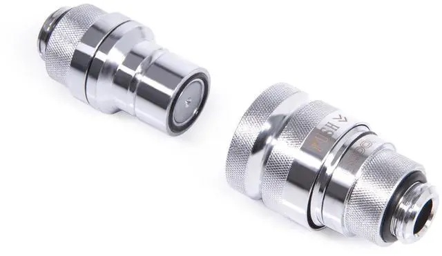 Alt view image 4 of 5 - Alphacool Eiszapfen G1/4" M-M Quick Release Coupling Set, Chrome Fitting, Brass (17560)