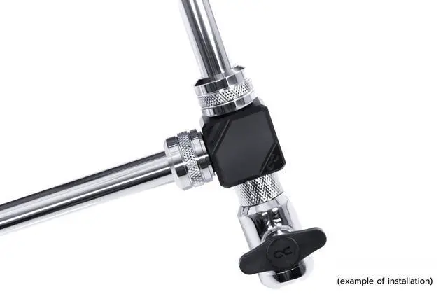 Alt view image 11 of 11 - Alphacool Eiszapfen Connection Terminal 4-way G1/4 IT - Black Acetal Fitting (17557)
