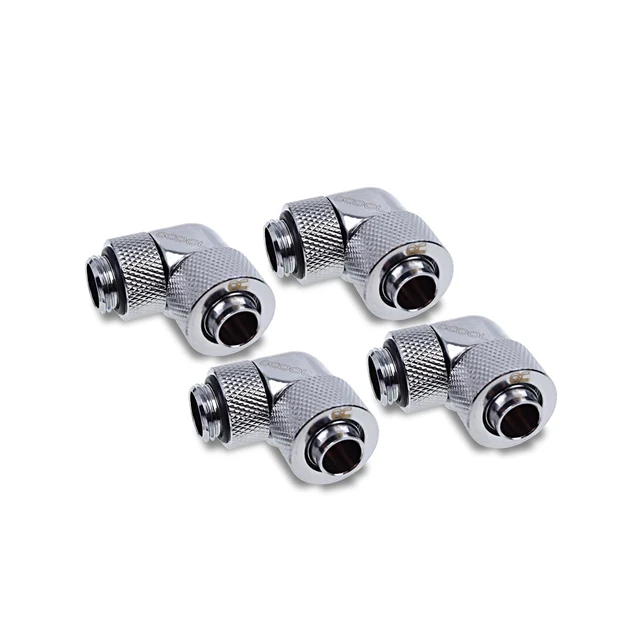 Alt view image 9 of 12 - Alphacool Eiszapfen 13/10mm Compression Fitting 90 Rotatable G1/4 - Chrome - Four Pack (17312)