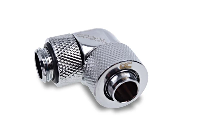 Alt view image 10 of 12 - Alphacool Eiszapfen 13/10mm Compression Fitting 90 Rotatable G1/4 - Chrome - Four Pack (17312)