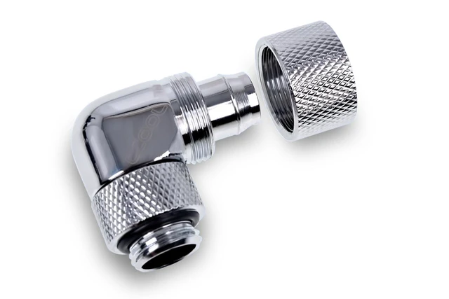 Alt view image 12 of 12 - Alphacool Eiszapfen 13/10mm Compression Fitting 90 Rotatable G1/4 - Chrome - Four Pack (17312)