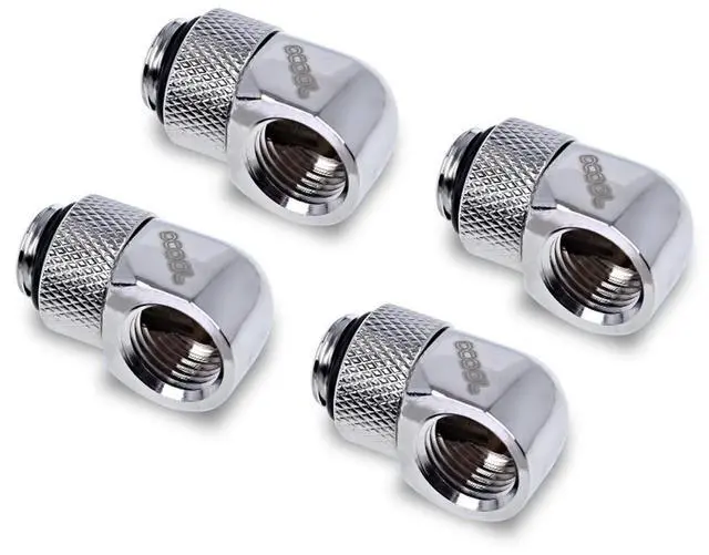 Alt view image 9 of 12 - Alphacool Eiszapfen L-Connector Rotatable G1/4 OT to G1/4 IT - Chrome - Four Pack (17616)