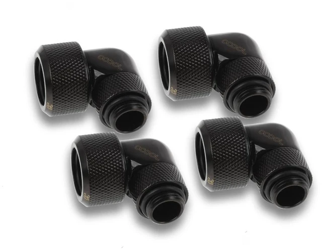 Alt view image 9 of 12 - Alphacool Eiszapfen 16mm HardTube Compression Fitting 90 Rotary G1/4 for Acryl/Brass Tubes - Black (1022483)