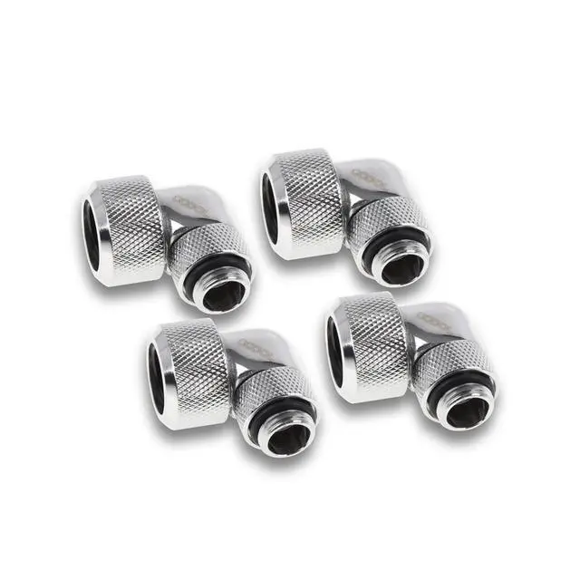Alt view image 9 of 12 - Alphacool Eiszapfen 16mm HardTube Compression Fitting 90 Rotatable G1/4 for Acryl/Brass tubes - Ch, Chrome (1022484)