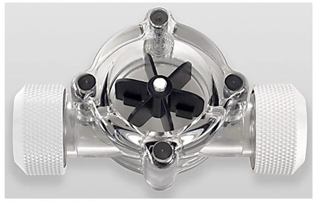 Alt view image 3 of 4 - Bitspower G1/4" Flow Indicator, Clear Main Body, Black Blade, Deluxe White