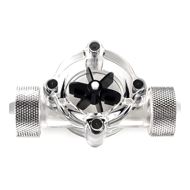 Alt view image 4 of 5 - Bitspower G1/4" Flow Indicator, Clear Main Body, Black Blade, Silver Shining