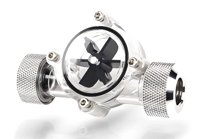 Alt view image 5 of 5 - Bitspower G1/4" Flow Indicator, Clear Main Body, Black Blade, Silver Shining
