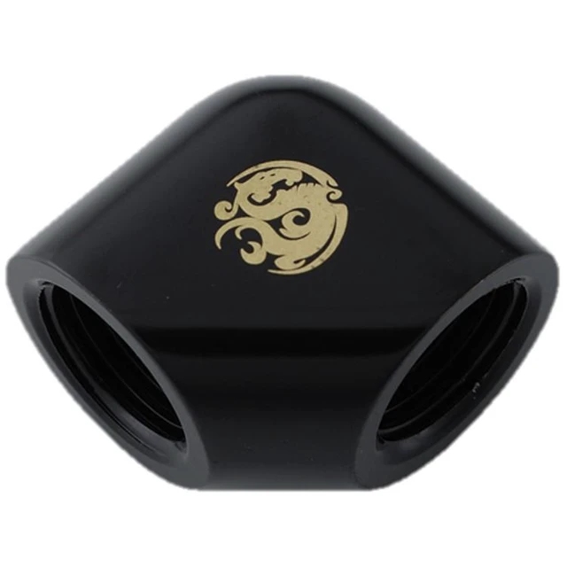 Alt view image 7 of 8 - Bitspower G1/4" Female to Female Extender Fitting, 90 Degree Angle, Matte Black, 4-pack