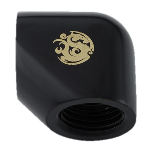 Alt view image 8 of 8 - Bitspower G1/4" Female to Female Extender Fitting, 90 Degree Angle, Matte Black, 4-pack