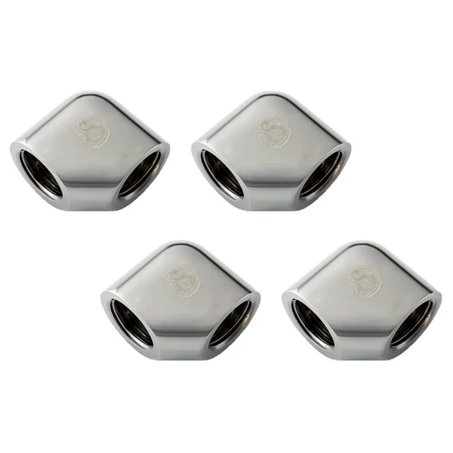 Alt view image 5 of 8 - Bitspower G1/4" Female to Female Extender Fitting, 90 Degree Angle, Black Sparkle, 4-pack