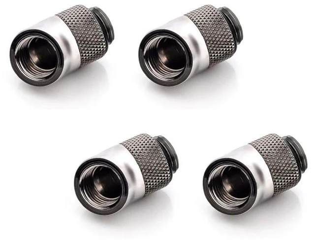Alt view image 5 of 7 - Bitspower G1/4" Male to Female Extender Fitting, 45 Degree Rotary, Black Sparkle, 4-pack