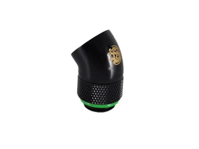 Alt view image 2 of 6 - Bitspower G1/4" Male to Female Extender Fitting, 45 Degree Rotary, Matte Black, 2-pack
