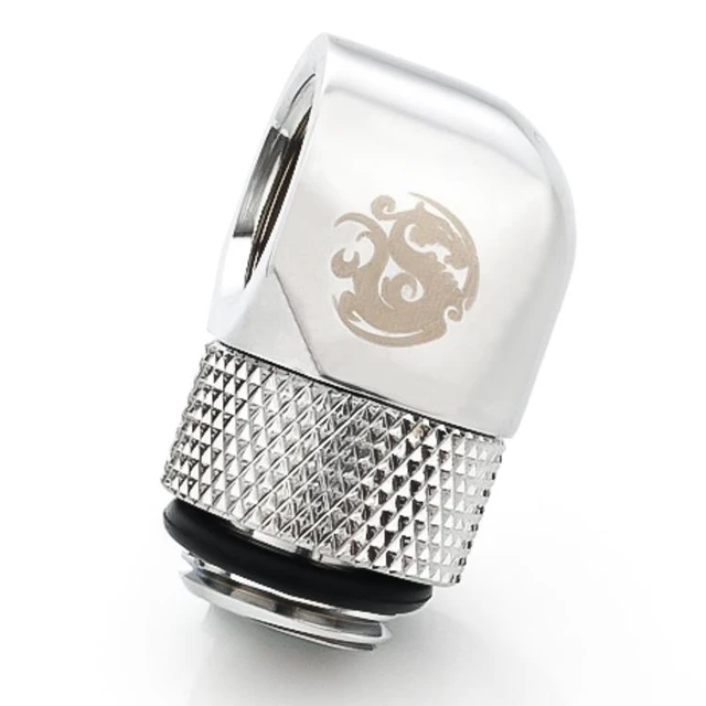 Alt view image 7 of 7 - Bitspower G1/4" Male to Female Extender Fitting, 90 Degree Rotary, Silver Shining, 4-pack