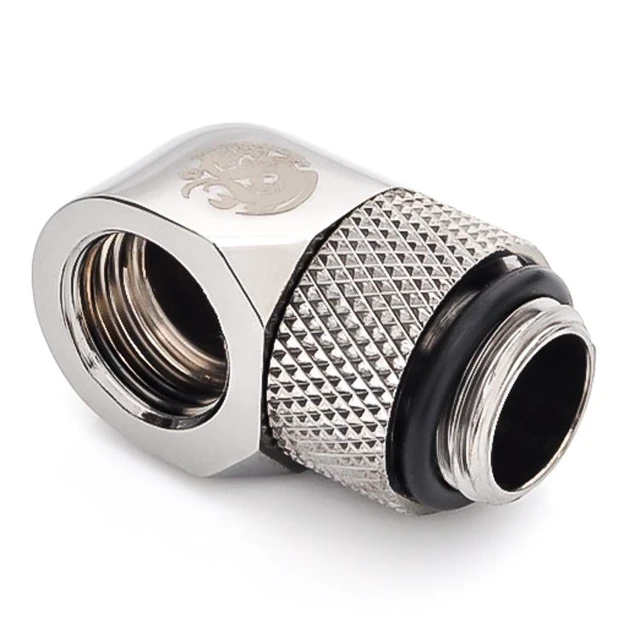 Alt view image 6 of 7 - Bitspower G1/4" Male to Female Extender Fitting, 90 Degree Rotary, Black Sparkle, 4-pack
