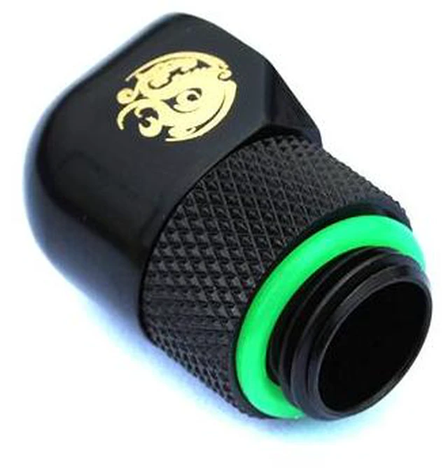 Alt view image 4 of 6 - Bitspower G1/4" Male to Female Extender Fitting, 90 Degree Rotary, Matte Black, 2-pack
