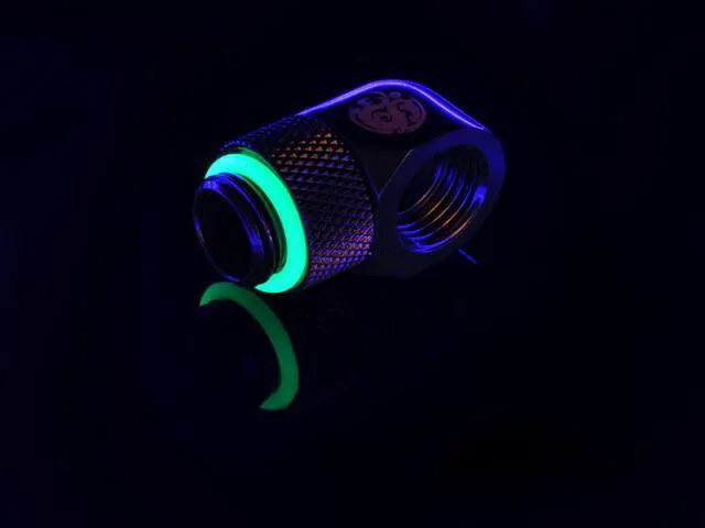 Alt view image 5 of 6 - Bitspower G1/4" Male to Female Extender Fitting, 90 Degree Rotary, Matte Black, 2-pack