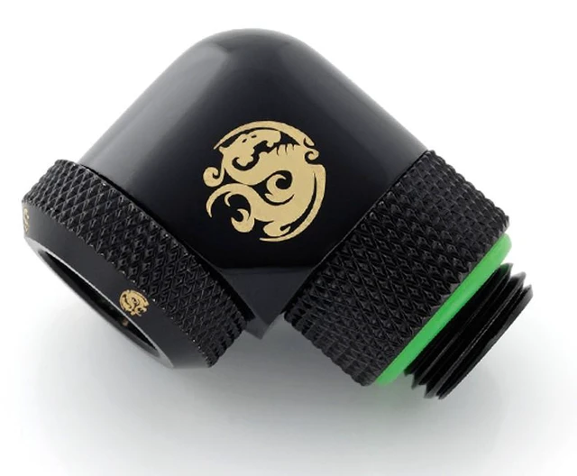 Alt view image 7 of 7 - Bitspower G1/4" to Enhance Multi-Link Adapter Fitting for 12mm OD Rigid Tubing, 90 Degree Rotary, Matte Black