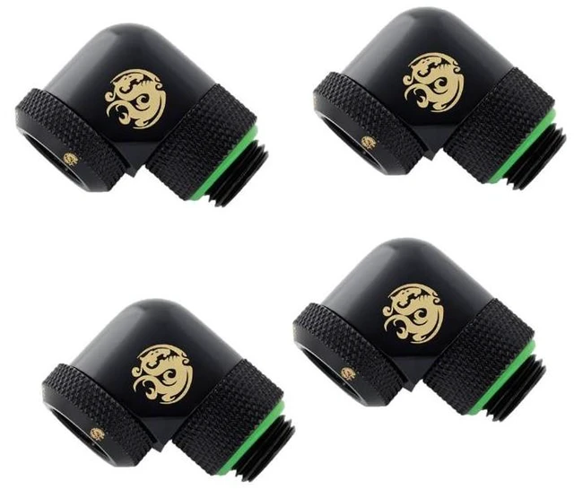 Alt view image 5 of 7 - Bitspower G1/4" to Enhance Multi-Link Adapter Fitting for 12mm OD Rigid Tubing, 90 Degree Rotary, Matte Black, 4-pack