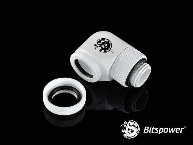 Alt view image 4 of 4 - Bitspower G1/4" to Enhance Multi-Link Adapter Fitting for 12mm OD Rigid Tubing, 90 Degree Rotary, Deluxe White, 4-pack
