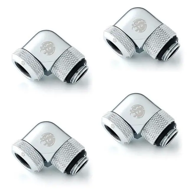 Alt view image 5 of 8 - Bitspower G1/4" to Enhance Multi-Link Adapter Fitting for 12mm OD Rigid Tubing, 90 Degree Rotary, Silver Shining, 4-pack