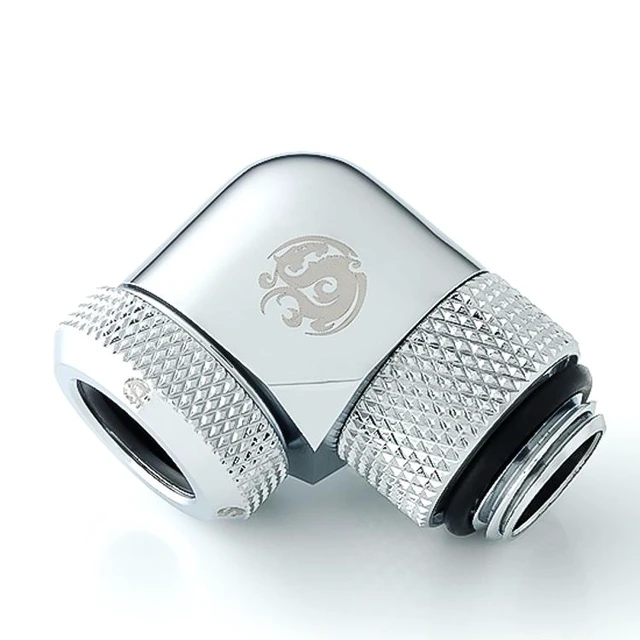 Alt view image 6 of 8 - Bitspower G1/4" to Enhance Multi-Link Adapter Fitting for 12mm OD Rigid Tubing, 90 Degree Rotary, Silver Shining, 4-pack