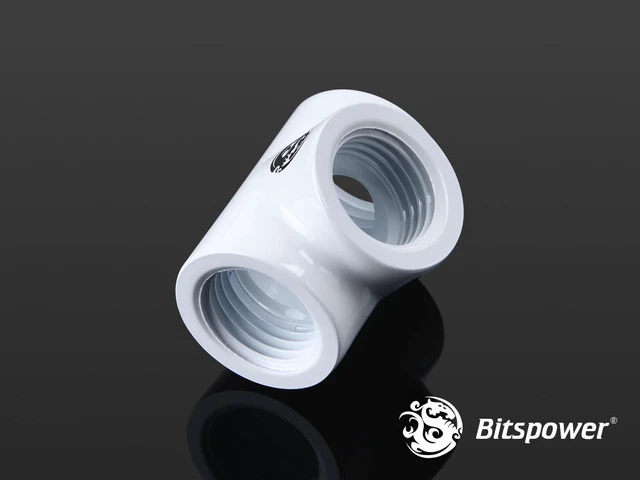 Alt view image 7 of 7 - Bitspower T-Block Fitting with Triple G1/4" Female, Deluxe White