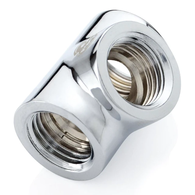 Alt view image 7 of 7 - Bitspower T-Block Fitting with Triple G1/4" Female, Silver Shining
