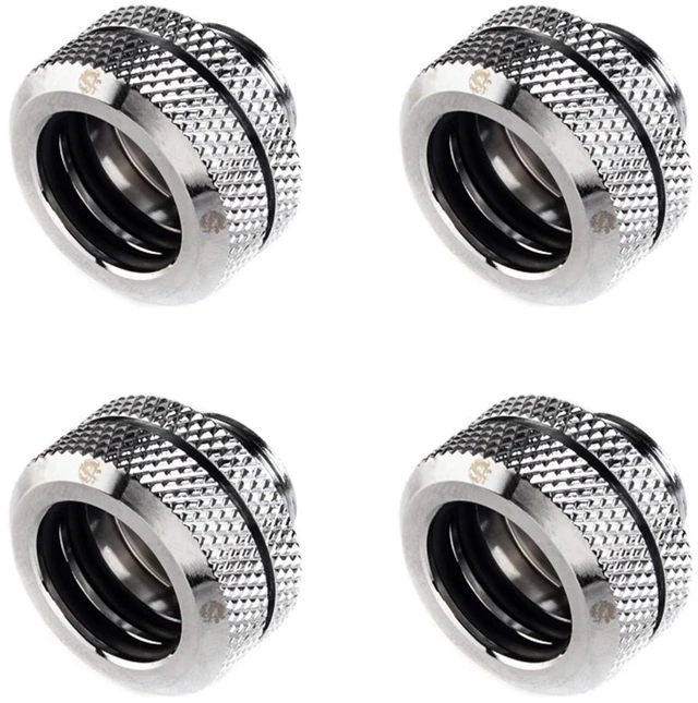 Alt view image 5 of 7 - Bitspower G1/4" to Enhance Multi-Link Fitting for 14mm OD Rigid Tubing, Silver Shining, 4-pack