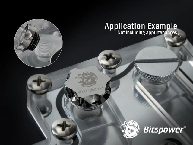 Alt view image 4 of 4 - Bitspower Premium G1/4" Stop Fitting, Black Sparkle, 4-pack