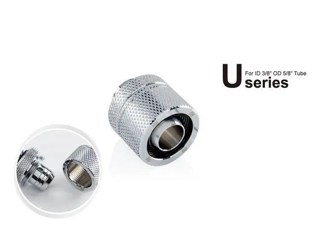 Alt view image 7 of 10 - Bitspower G1/4" to 3/8" ID, OD 5/8" OD Compression Fitting for Soft Tubing, CC3 Ultimate, Silver Shining