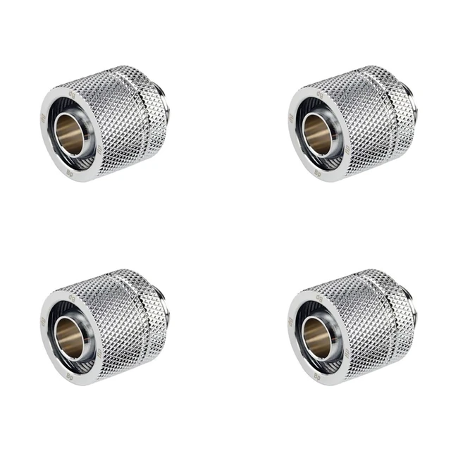 Alt view image 3 of 4 - Bitspower G1/4" to 3/8" ID, OD 5/8" OD Compression Fitting for Soft Tubing, CC3 Ultimate, Silver Shining, 4-pack