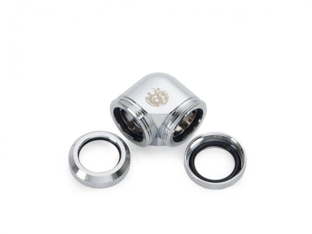 Alt view image 7 of 7 - Bitspower Dual Enhance Multi-Link Adapter Fitting for 16mm OD Rigid Tubing, 90 Degree Angle, Silver Shining, 4-pack