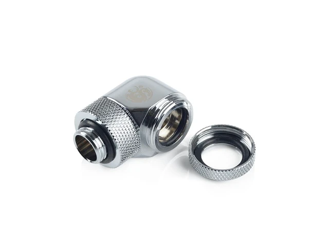 Alt view image 2 of 2 - Bitspower G1/4" to Enhance Multi-Link Adapter Fitting for 14mm OD Rigid Tubing, 90 Degree Rotary, Silver Shining