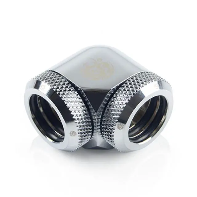Alt view image 2 of 3 - Bitspower Dual Enhance Multi-Link Adapter Fitting for 14mm OD Rigid Tubing, 90 Degree Angle, Silver Shining