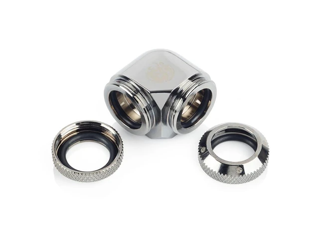 Alt view image 4 of 4 - Bitspower Dual Enhance Multi-Link Adapter Fitting for 14mm OD Rigid Tubing, 90 Degree Angle, Black Sparkle, 4-pack