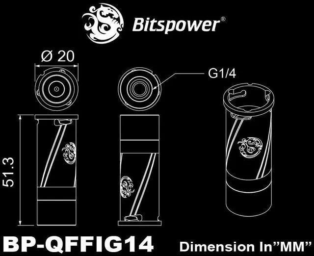 Alt view image 8 of 8 - Bitspower Quick Disconnect Female Fitting with Rotary IG1/4" Extender, Silver Shining