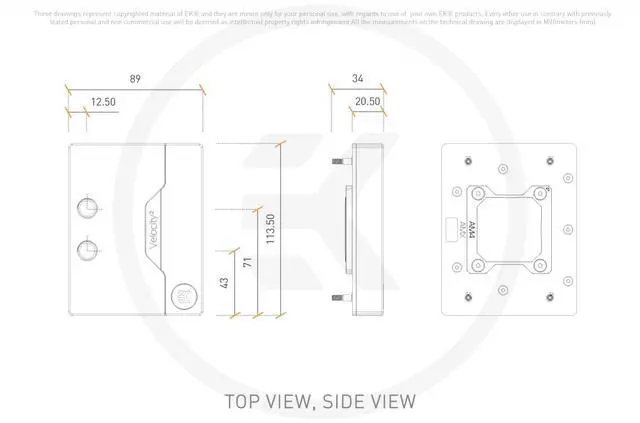 Alt view image 11 of 14 - EKWB EK-Quantum Velocity² D-RGB CPU Water Block - AM5 Nickel + Plexi