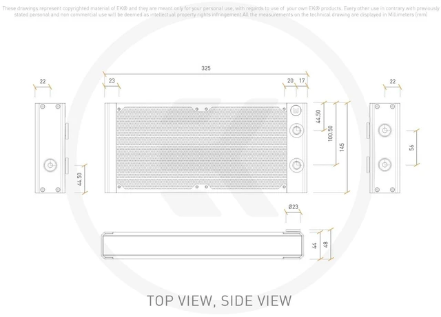 Alt view image 12 of 14 - EK-Quantum Surface P280M 280mm Radiator - Black